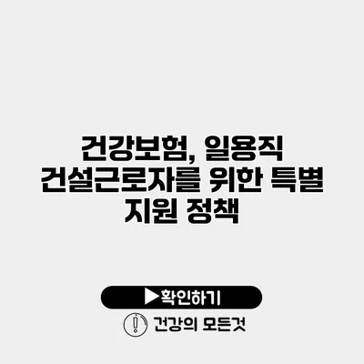 건강보험, 일용직 건설근로자를 위한 특별 지원 정책