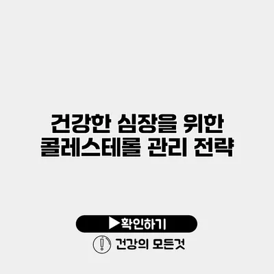 건강한 심장을 위한 콜레스테롤 관리 전략