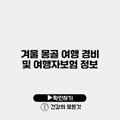 겨울 몽골 여행 경비 및 여행자보험 정보