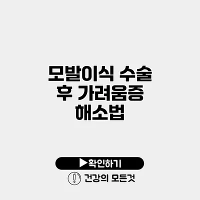 모발이식 수술 후 가려움증 해소법