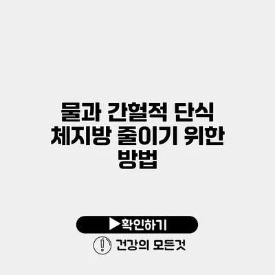 물과 간헐적 단식 체지방 줄이기 위한 방법