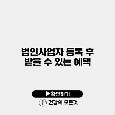 법인사업자 등록 후 받을 수 있는 혜택