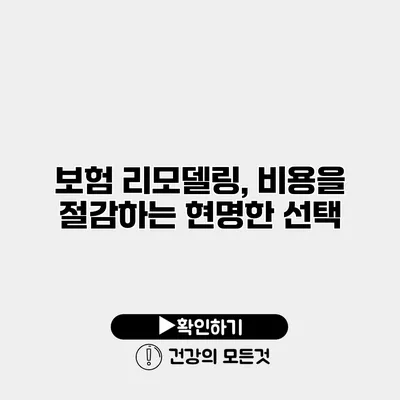 보험 리모델링, 비용을 절감하는 현명한 선택
