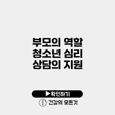 부모의 역할 청소년 심리 상담의 지원