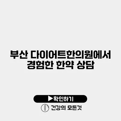 부산 다이어트한의원에서 경험한 한약 상담