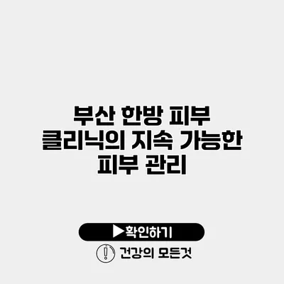 부산 한방 피부 클리닉의 지속 가능한 피부 관리
