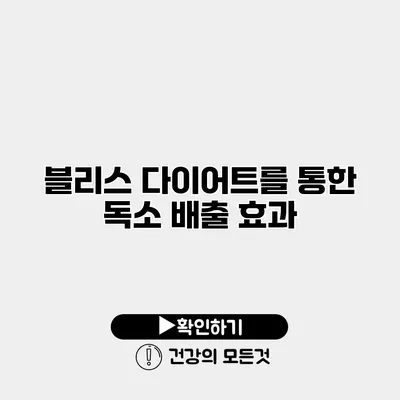 블리스 다이어트를 통한 독소 배출 효과