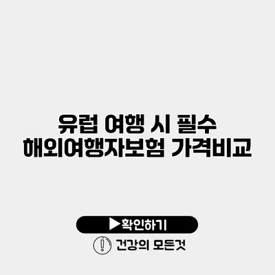유럽 여행 시 필수 해외여행자보험 가격비교