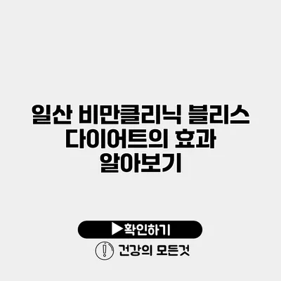 일산 비만클리닉 블리스 다이어트의 효과 알아보기