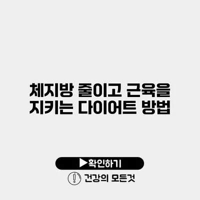 체지방 줄이고 근육을 지키는 다이어트 방법