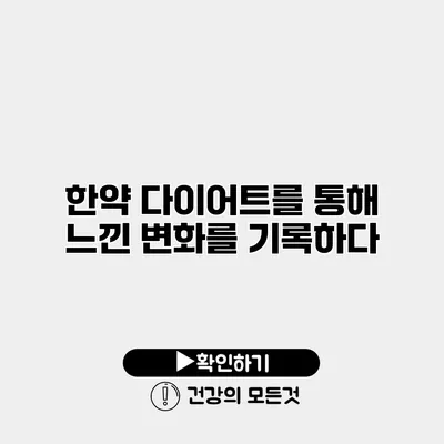 한약 다이어트를 통해 느낀 변화를 기록하다
