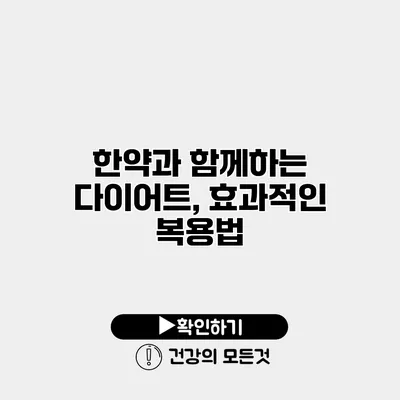 한약과 함께하는 다이어트, 효과적인 복용법