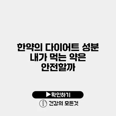 한약의 다이어트 성분 내가 먹는 약은 안전할까?