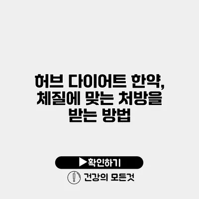 허브 다이어트 한약, 체질에 맞는 처방을 받는 방법