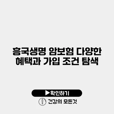 흥국생명 암보험 다양한 혜택과 가입 조건 탐색