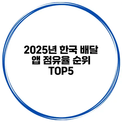 2025년 한국 배달 앱 점유율 순위 TOP5