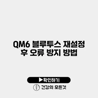 QM6 블루투스 재설정 후 오류 방지 방법