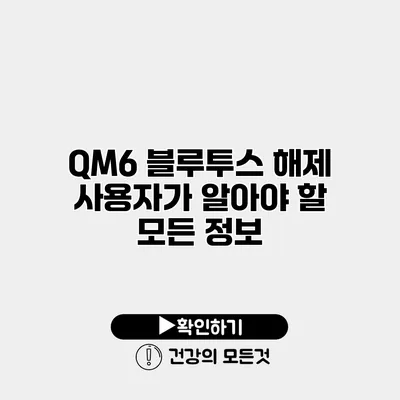 QM6 블루투스 해제 사용자가 알아야 할 모든 정보