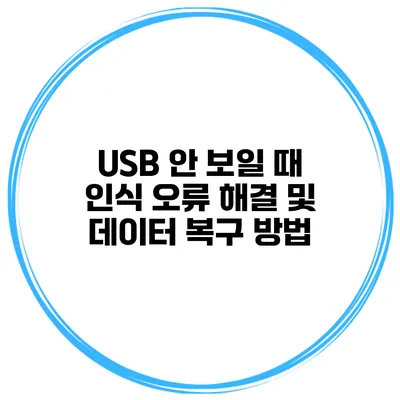 USB 안 보일 때 인식 오류 해결 및 데이터 복구 방법