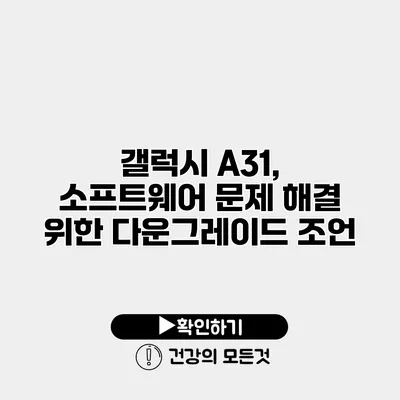 갤럭시 A31, 소프트웨어 문제 해결 위한 다운그레이드 조언