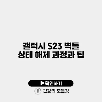 갤럭시 S23 벽돌 상태 해제 과정과 팁