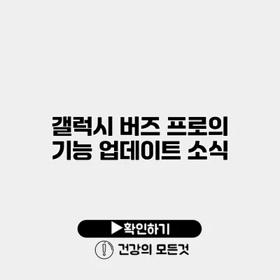 갤럭시 버즈 프로의 기능 업데이트 소식