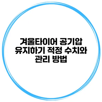 겨울타이어 공기압 유지하기 적정 수치와 관리 방법