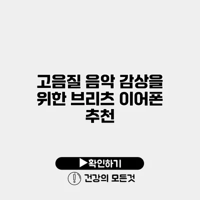 고음질 음악 감상을 위한 브리츠 이어폰 추천
