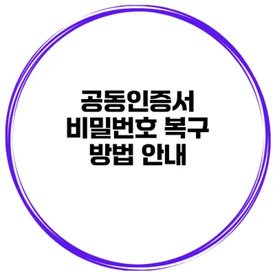 공동인증서 비밀번호 복구 방법 안내