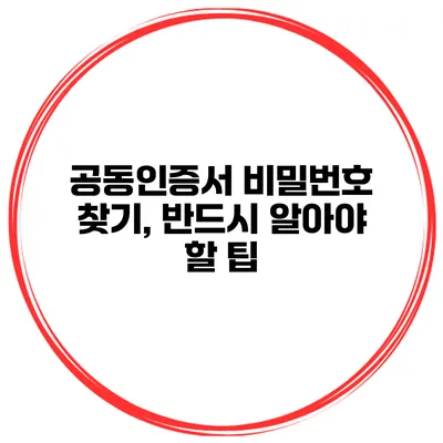 공동인증서 비밀번호 찾기, 반드시 알아야 할 팁