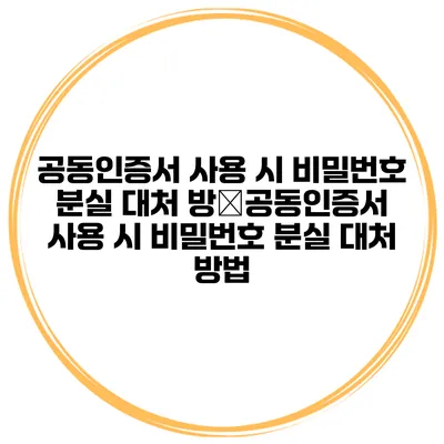 공동인증서 사용 시 비밀번호 분실 대처 방�공동인증서 사용 시 비밀번호 분실 대처 방법