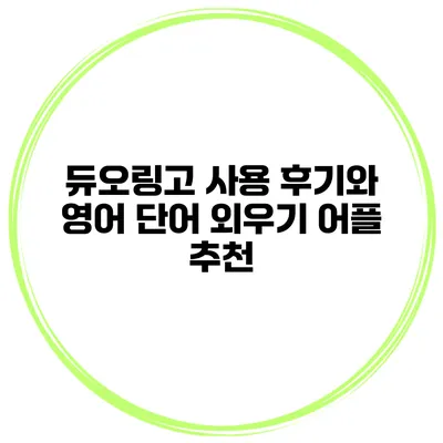 듀오링고 사용 후기와 영어 단어 외우기 어플 추천