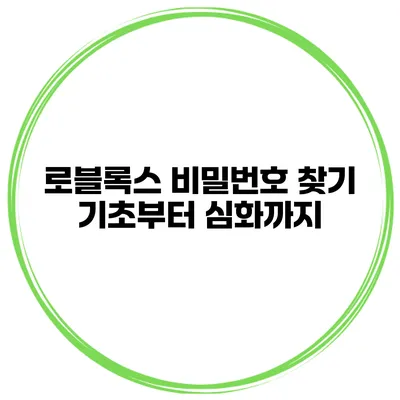 로블록스 비밀번호 찾기 기초부터 심화까지