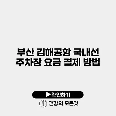 부산 김해공항 국내선 주차장 요금 결제 방법
