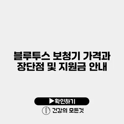 블루투스 보청기 가격과 장단점 및 지원금 안내