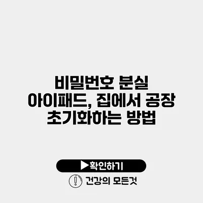 비밀번호 분실 아이패드, 집에서 공장 초기화하는 방법
