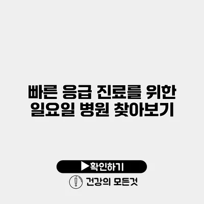빠른 응급 진료를 위한 일요일 병원 찾아보기