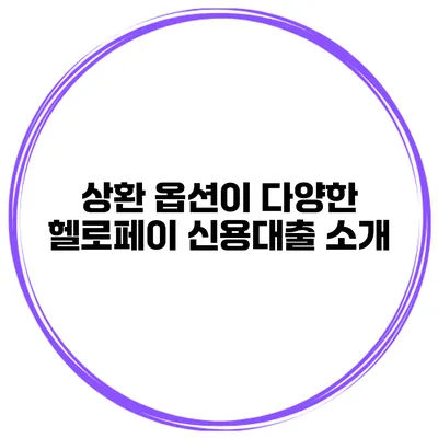 상환 옵션이 다양한 헬로페이 신용대출 소개