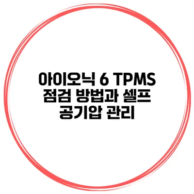 아이오닉 6 TPMS 점검 방법과 셀프 공기압 관리