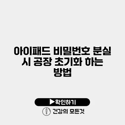 아이패드 비밀번호 분실 시 공장 초기화 하는 방법
