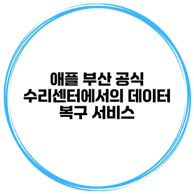 애플 부산 공식 수리센터에서의 데이터 복구 서비스