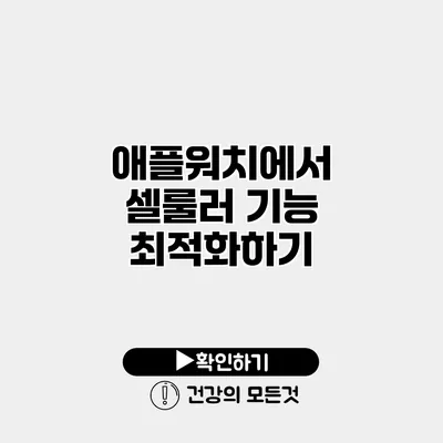 애플워치에서 셀룰러 기능 최적화하기