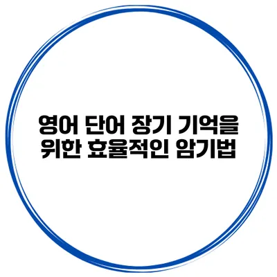 영어 단어 장기 기억을 위한 효율적인 암기법