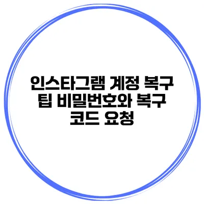 인스타그램 계정 복구 팁 비밀번호와 복구 코드 요청