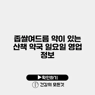 좁쌀여드름 약이 있는 산책 약국 일요일 영업 정보
