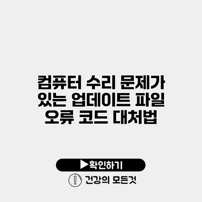 컴퓨터 수리 문제가 있는 업데이트 파일 오류 코드 대처법