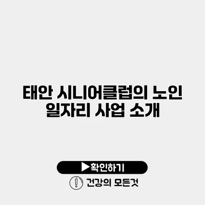 태안 시니어클럽의 노인 일자리 사업 소개