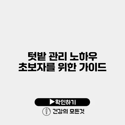 텃밭 관리 노하우 초보자를 위한 가이드