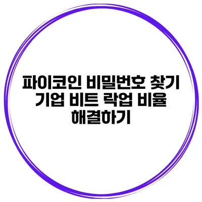 파이코인 비밀번호 찾기 기업 비트 락업 비율 해결하기