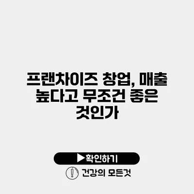 프랜차이즈 창업, 매출 높다고 무조건 좋은 것인가?